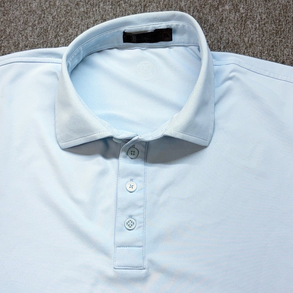G/FORE Mens Performance Golf Polo Shirt Light Blue XL Short Sleeve Logo Preppy - Picture 5 of 10